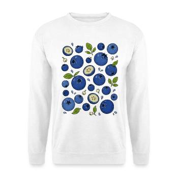 Blaubeeren | Beeren & Botanik - Unisex Pullover - Weiß - Vorne - Alina (178cm) & Michal (187cm)