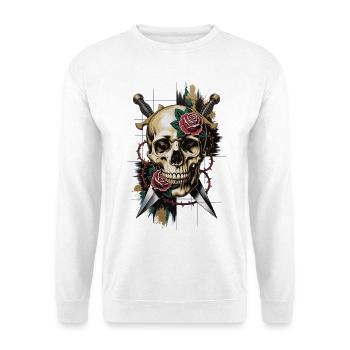Totenkopf & Rosen - Unisex Pullover - Weiß - Vorne - Alina (178cm) & Michal (187cm)