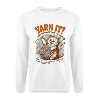 Knitting Lover – Yarn & Stricken Design - Unisex Pullover - Weiß - Vorne - Alina (178cm) & Michal (187cm)