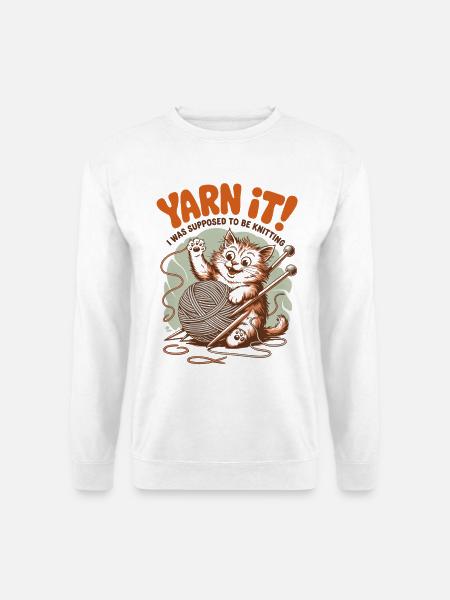Knitting Lover – Yarn & Stricken Design - Unisex Pullover - Weiß