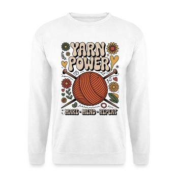 Knitting Lover – Yarn & Stricken Design - Unisex Pullover - Weiß - Vorne - Alina (178cm) & Michal (187cm)