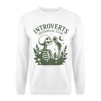 Introvert Botanik Skelette Klub - Unisex Pullover - Weiß - Vorne - Alina (178cm) & Michal (187cm)