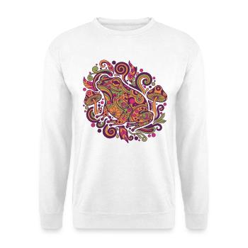 Psychedelisches Festival-Hippie-Pilz-Batik-Rave - Unisex Pullover - Weiß - Vorne - Alina (178cm) & Michal (187cm)