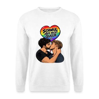 Schwul aber nicht Queer - Unisex Pullover - Weiß - Vorne - Alina (178cm) & Michal (187cm)