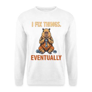 Capybara Schrauber - Unisex Pullover - Weiß - Vorne - Alina (178cm) & Michal (187cm)