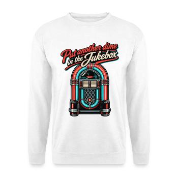 Put Another Dime In The Jukebox Retro 50s - Unisex Pullover - Weiß - Vorne - Alina (178cm) & Michal (187cm)