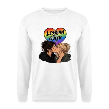 Lesbisch, aber nicht queer - Unisex Pullover - Weiß - Vorne - Alina (178cm) & Michal (187cm)