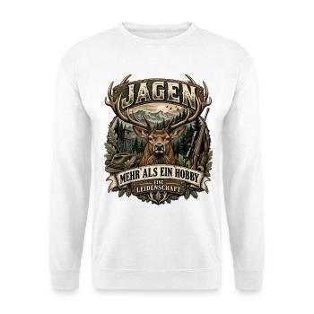 Leidenschaft Jagd jagen Wald Reh Hirsch Hobby - Unisex Pullover - Weiß - Vorne - Alina (178cm) & Michal (187cm)