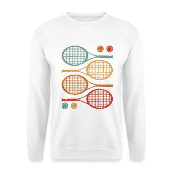Retro Tennisschläger für Tennisspieler und Tennis - Unisex Pullover - Weiß - Vorne - Alina (178cm) & Michal (187cm)