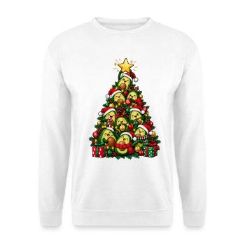 Weihnachts-Avocado Tannenbaum mit Weihnachtsmützen - Unisex Pullover - Weiß - Vorne - Alina (178cm) & Michal (187cm)