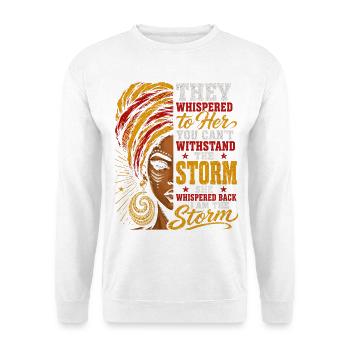 Sturmherrin Mut und Kraft - Unisex Pullover - Weiß - Vorne - Alina (178cm) & Michal (187cm)