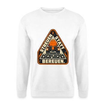 Streuen Statt Bereuen Emblem - Unisex Pullover - Weiß - Vorne - Alina (178cm) & Michal (187cm)