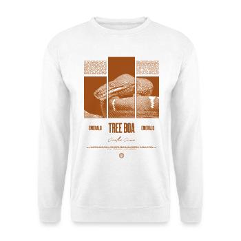 Smaragdbaumboa-Schlangenbesitzer und Reptilienhalter - Unisex Pullover - Weiß - Vorne - Alina (178cm) & Michal (187cm)