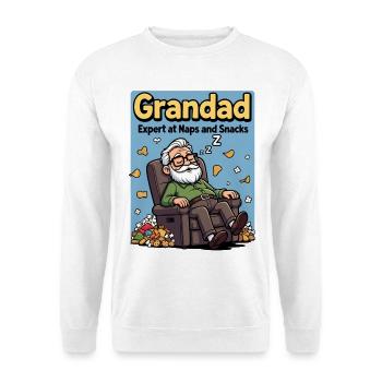 Großvater, Experte für Nickerchen und Snacks, lustiges Nickerchen - Unisex Pullover - Weiß - Vorne - Alina (178cm) & Michal (187cm)