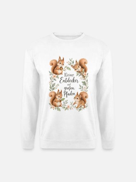 Kleiner Entdecker Eichhörnchen Waldtiere Aquarell - Unisex Pullover - Weiß