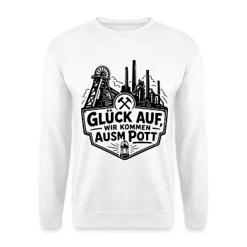 Glück Auf ausm Pott - Unisex Pullover - Weiß - Vorne - Alina (178cm) & Michal (187cm)