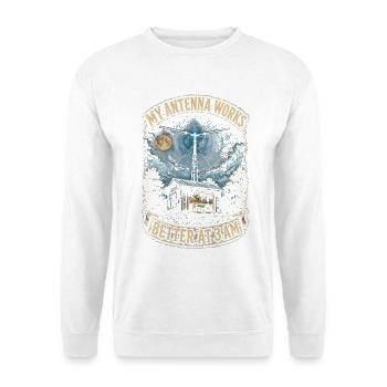 Amateurfunk Amateurfunker - Unisex Pullover - Weiß - Vorne - Alina (178cm) & Michal (187cm)