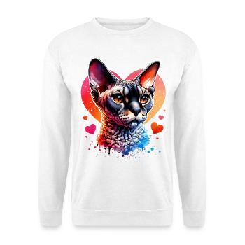 Devon Rex - Unisex Pullover - Weiß - Vorne - Alina (178cm) & Michal (187cm)