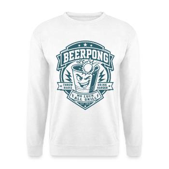 Beer Pong - Unisex Pullover - Weiß - Vorne - Alina (178cm) & Michal (187cm)