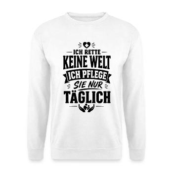 Pflege Alltag - Unisex Pullover - Weiß - Vorne - Alina (178cm) & Michal (187cm)