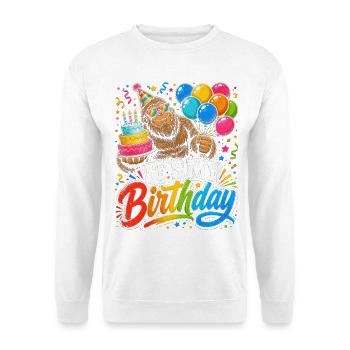 Bigfoot Geburtstag Fiesta - Unisex Pullover - Weiß - Vorne - Alina (178cm) & Michal (187cm)