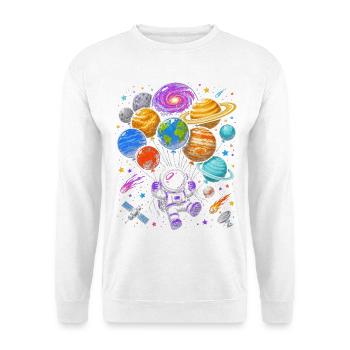 Weltraum Ballon-Abenteuer - Unisex Pullover - Weiß - Vorne - Alina (178cm) & Michal (187cm)