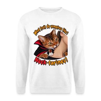 Vampirkatze - Unisex Pullover - Weiß - Vorne - Alina (178cm) & Michal (187cm)