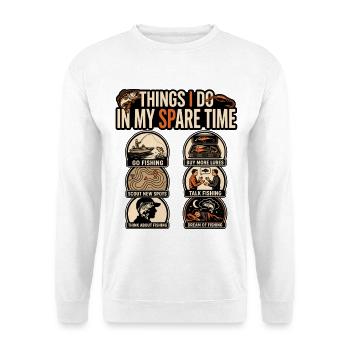 Was ich in meiner Freizeit tue Angeln - Unisex Pullover - Weiß - Vorne - Alina (178cm) & Michal (187cm)