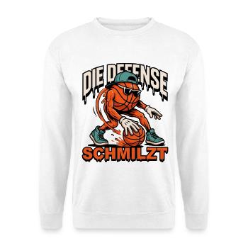 Die Defense Schmilzt Basketball - Unisex Pullover - Weiß - Vorne - Alina (178cm) & Michal (187cm)