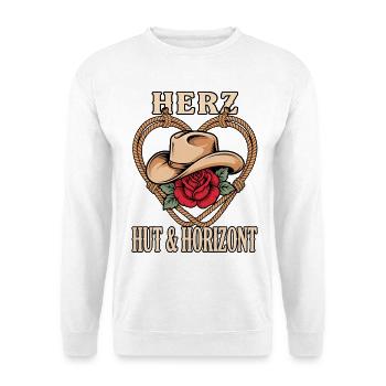 Herz Hut & Horizont - Unisex Pullover - Weiß - Vorne - Alina (178cm) & Michal (187cm)