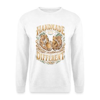 Holzschnitzerei Schnitzen Holzschnitzen - Unisex Pullover - Weiß - Vorne - Alina (178cm) & Michal (187cm)