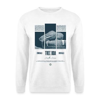Smaragdbaumboa-Schlangenbesitzer und Reptilienhalter - Unisex Pullover - Weiß - Vorne - Alina (178cm) & Michal (187cm)