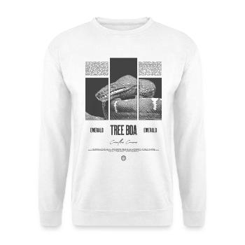 Smaragdbaumboa-Schlangenbesitzer und Reptilienhalter - Unisex Pullover - Weiß - Vorne - Alina (178cm) & Michal (187cm)