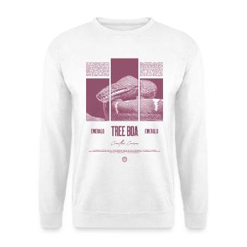 Smaragdbaumboa-Schlangenbesitzer und Reptilienhalter - Unisex Pullover - Weiß - Vorne - Alina (178cm) & Michal (187cm)