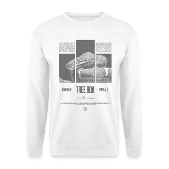 Smaragdbaumboa-Schlangenbesitzer und Reptilienhalter - Unisex Pullover - Weiß - Vorne - Alina (178cm) & Michal (187cm)