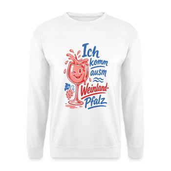Wein Ich Komm Ausm Weinland Pfalz Rotwein - Unisex Pullover - Weiß - Vorne - Alina (178cm) & Michal (187cm)