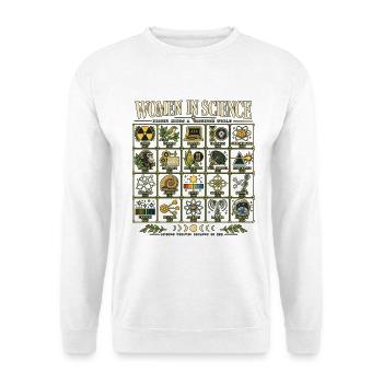 Frauen in der Wissenschaft - Unisex Pullover - Weiß - Vorne - Alina (178cm) & Michal (187cm)
