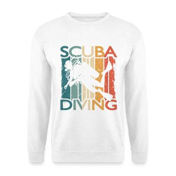 Retro Taucher SCUBA DIVING Für Schnorchler Taucher - Unisex Pullover - Weiß - Vorne - Alina (178cm) & Michal (187cm)