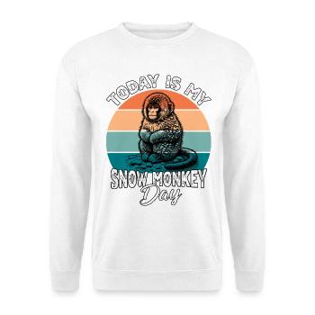 Schneeaffe Snow Monkey - Unisex Pullover - Weiß - Vorne - Alina (178cm) & Michal (187cm)