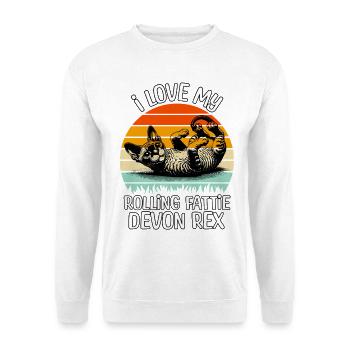 Lustige Devon Rex - Unisex Pullover - Weiß - Vorne - Alina (178cm) & Michal (187cm)