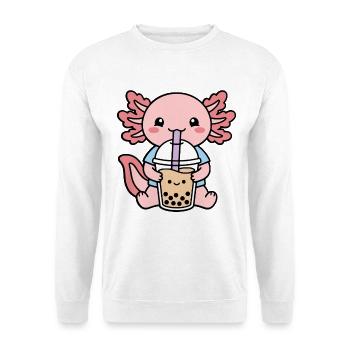 Süßer Axolotl Bubble Tea Trink Kawaii Boba Milchtee - Unisex Pullover - Weiß - Vorne - Alina (178cm) & Michal (187cm)