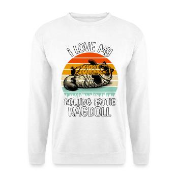 Lustige Ragdoll Katze - Unisex Pullover - Weiß - Vorne - Alina (178cm) & Michal (187cm)
