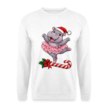 Weihnachten Nilpferd Ballett Ballerina Geschenk - Unisex Pullover - Weiß - Vorne - Alina (178cm) & Michal (187cm)