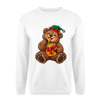Weihnachten Bär Honigtopf Wichtel Geschenk - Unisex Pullover - Weiß - Vorne - Alina (178cm) & Michal (187cm)