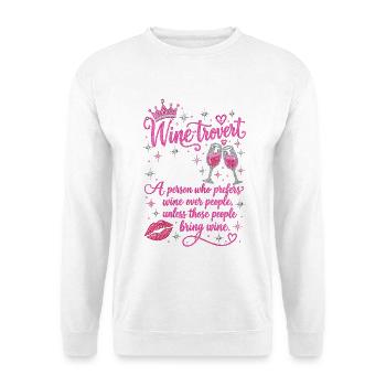 Weinliebhaber: Eine Person, die Wein bevorzugt - Unisex Pullover - Weiß - Vorne - Alina (178cm) & Michal (187cm)