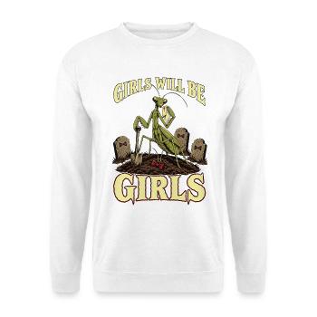 Girls Will Be Girls – Praying Mantis Graveyard - Unisex Pullover - Weiß - Vorne - Alina (178cm) & Michal (187cm)