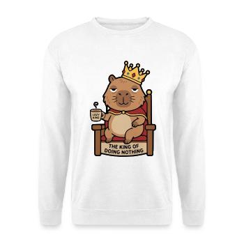 Niedliche Kapybara-König Faule Könige Lustige Tierkunst - Unisex Pullover - Weiß - Vorne - Alina (178cm) & Michal (187cm)
