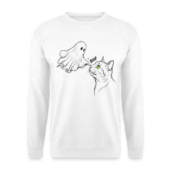 Geistkatzen-Boo-Nacht - Unisex Pullover - Weiß - Vorne - Alina (178cm) & Michal (187cm)
