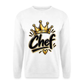Partner-Design Chef - Eigentlich Chef  - Unisex Pullover - Weiß - Vorne - Alina (178cm) & Michal (187cm)