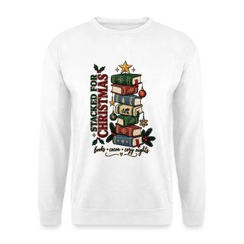 Bücher & Gemütliche Adventszeit - Unisex Pullover - Weiß - Vorne - Alina (178cm) & Michal (187cm)
